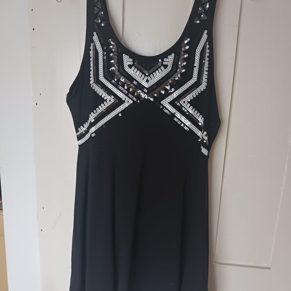Express Black Sleeveless Dress with Metallic Details